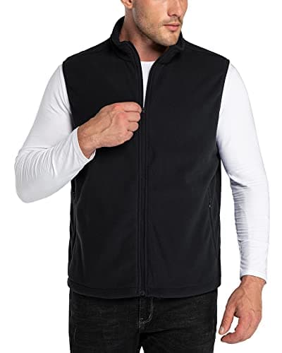 Image of 33,000ft Men's Fleece Gilets Lightweight Sleeveless Jacket Vest Windproof Bodywarmer Outerwear Golf Gilet With Zip Pockets for Hiking Cycling Running Black 2XL