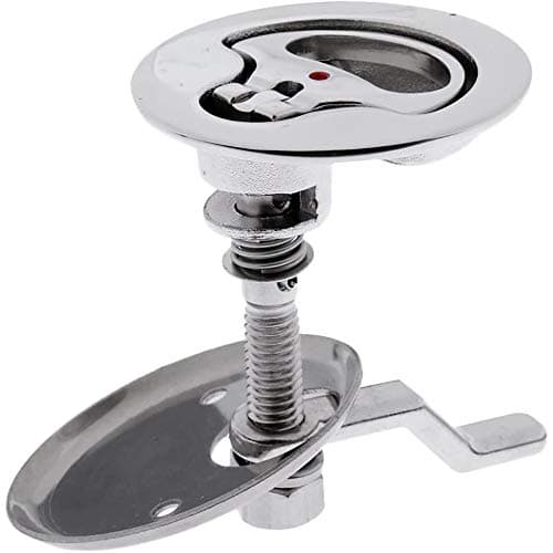 Image of POFET 52mm Boat 316 Stainless Steel Flush Mount Pull Hatch Cam Latch Lift Handle with Back Plate, Silver