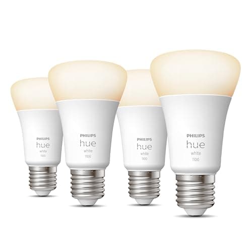 Image of Philips Hue White E27 lamp 4-Pack 4x1055lm, dimmable, Warm White Light, controllable via app, Compatible with Amazon Alexa (Echo, Echo Dot)