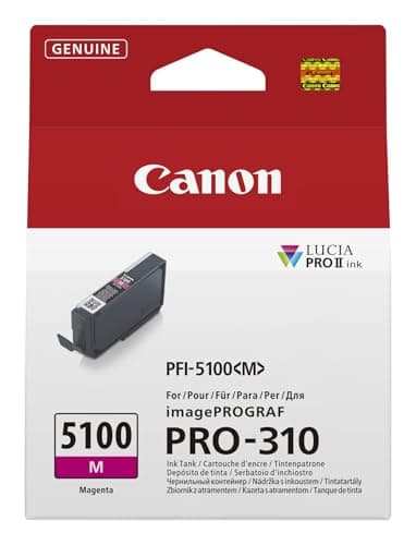 Image of Canon PFI-5100M Genuine Printer Ink Cartridge - High Performance & Fade Resistant Ink (1 x Magenta Cartridge) - Compatible with imagePROGRAF PRO-310