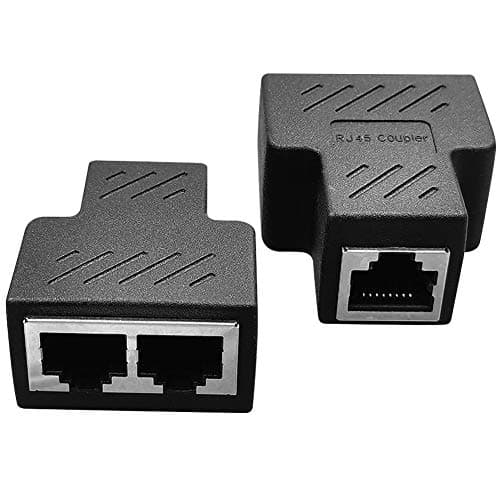 Image of RJ45 Splitter Connectors Adapter(2 Pack),Yeung Qee 1 to 2 Dual Female RJ45 Port 8P8C Extender Plug LAN Interface Ethernet Socket Connector for Cat5, Cat5e, Cat6, Cat7 (black)