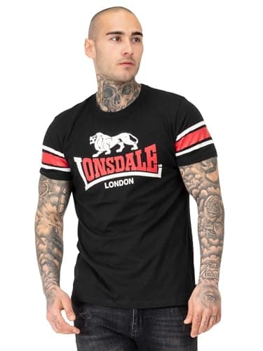 Image of Lonsdale Men's Hempriggs T-Shirt, Black/red/White, XXL