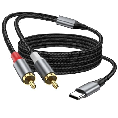 Image of KAYQINHO USB C to RCA Audio Cable 3.3FT/1M, USB C to 2 Male Y RCA Audio Splitter Cord Adapter for iPad, Phone, Laptop, Tablet, Galaxy, Pixel, Home Theater, DVD, Amplifier, Speaker, Car Stereo