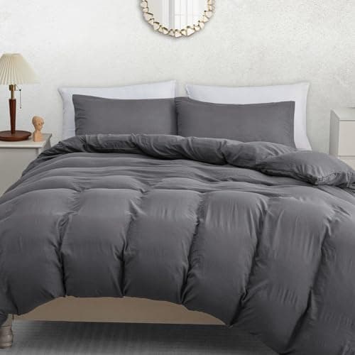 Image of Pamposh Double Duvet Set - Pre-Washed Microfibre Bedding Set for Added Softness & Comfort - Lightweight Premium Quilt Cover Set for All Seasons With Zipper Closure