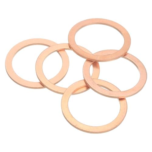 Image of sourcing map 5Pcs Flat Washer, M30 Copper Washers Copper Sealing Ring Crush Washer Kit Assortment, 30mm ID, 38mm OD, 1.5mm Thick for Bolts Screws Machinery Repair
