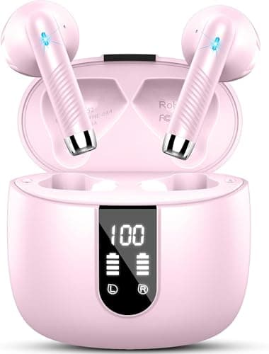 Image of Wireless Earbuds, Bluetooth 5.4 Headphones in Ear 2025 Wireless Earphones with 4 ENC Mic, Mini Ear buds with HiFi Stereo Deep Bass, 56H Playtime Dual LED Display, Bluetooth Earbud IP7 Waterproof USB-C