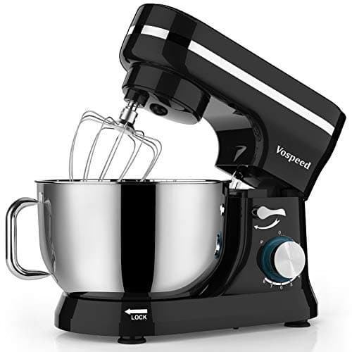 Image of Vospeed Stand Mixer,5 Quarts 8-Speed 1000W Tilt-Head Food Mixer, Kitchen Electric Standing Mixer With Dough Hook, Whisk, Beater, Splash Guard & Mixing Bowl For Baking, Dishwasher Safe (Black)
