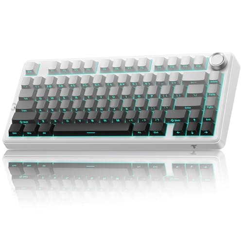 Image of TECURS 75% Wireless Gaming Keyboard, Tri-Mode 2.4GHz/BT5.0/Type-C RGB Backlit Red Switch Mechanical Keyboards, Gasket Creamy, Side Engraved, PBT Keycaps, Hot Swappable Custom Keyboard for PC/Mac