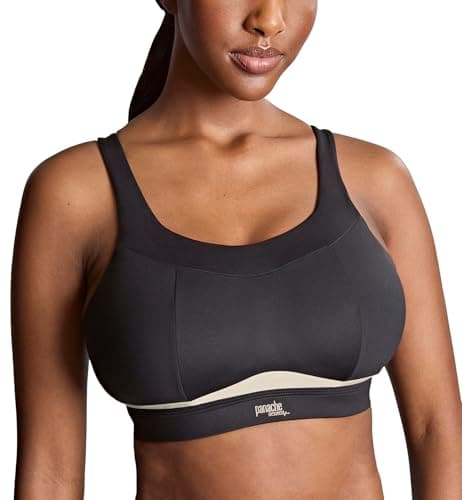 Image of Panache Women's Freedom Non-Wired Sports Bra – Seamless Comfort & Support with Lycra Adaptiv Fabric, Black/Chalk, 34H US