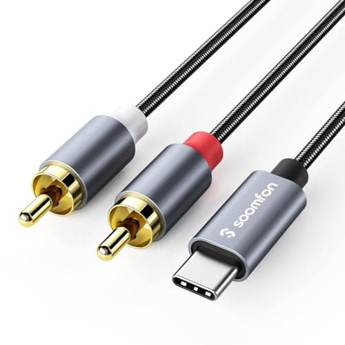 Image of SOOMFON USB C to RCA Audio Cable 3M 2 RAC to USB C Audio Cable for Xiaomi LG Huawei Samsung Pixel Tablet Speaker Car Stereo