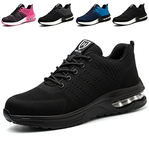 Image of Lightweight Safety Shoes Men Women Steel Toe Trainers Work Shoes Breathable Non Slip Industrial Work Boots Black 8 UK 42 EU 260