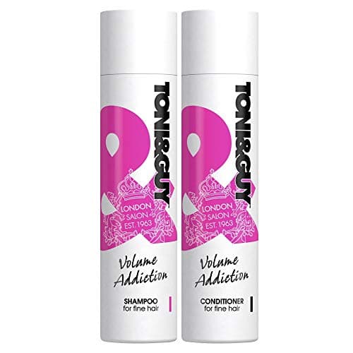 Image of Toni & Guy Salon Shampoo and Conditioner Set for Fine Hair, Pack of 4 x 250ml Bottles (2 x Volume Addiction Shampoo, 2 x Volume Addiction Conditioner)