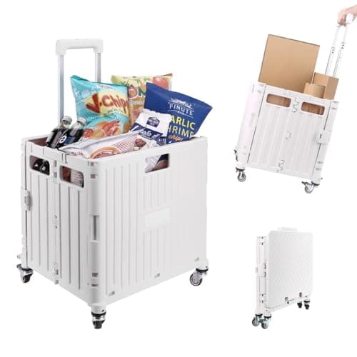 Image of Foldable Shopping Trolley Cart | Lightweight & Durable with Adjustable Handle | Smooth-Rolling 4-Wheel Design | Portable Collapsible Crate for Groceries & More