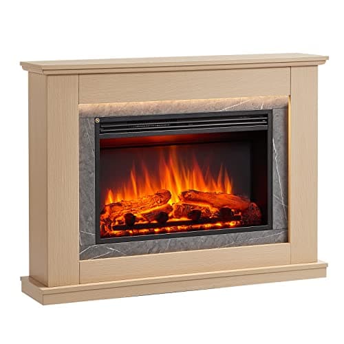 Image of FLAMME Casella Electric Fireplace with 43’’ Surround Freestanding 2000W Heater Remote Natural Oak