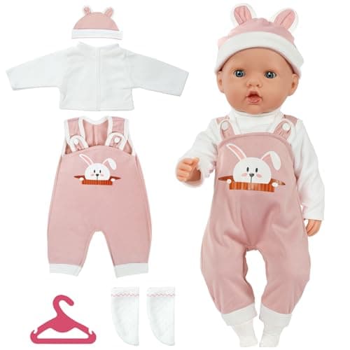 Image of Aolso Baby Doll Clothes for 14-18 Inch Doll 35-45 cm Baby Doll, New Doll Clothes Outfits, Hooded Rabbit Overalls with 1 Coat hanger, New Born Baby Dolls Girls Birthday