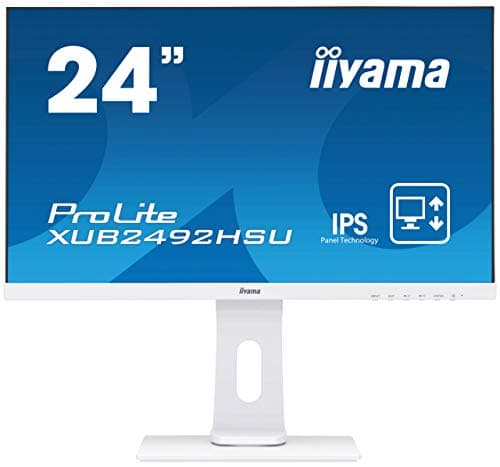 Image of iiyama XUB2492HSU-W1 24' White, IPS LCD with Slim Bezel, 4ms, Full HD 1920x1080, 250 cd/m² Brightness, 1x HDMI,1 x DisplayPort,1 x VGA, 2 x USB, 2 x 2W Speakers, Height Adjustable Stand
