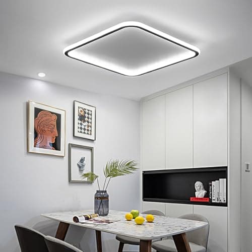 Image of Mikeru 60cm LED Flush Mount Ceiling Light Square, Cool White LED Ceiling Light 6500K Ultra Thin Bathroom Kitchen Lights 5cm Thickness for Office, Living Room, Hallway