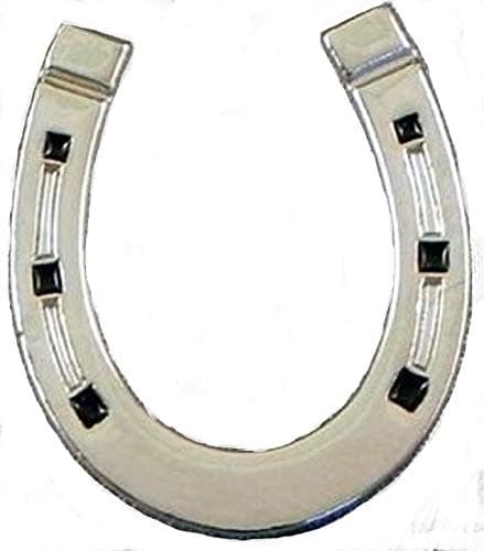 Image of Metal Enamel Pin Badge Brooch Horse Shoe (Chrome) Wedding Favour Horseshoe Pony Horse Riding Equestrian Favor