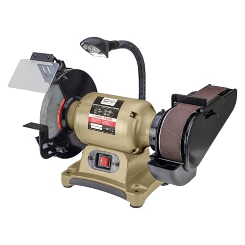 Image of SIP 8" Bench Grinder & Belt Sander 550W 200mm Wheel 710 x 50mm Linisher LED Light Metalwork Tool
