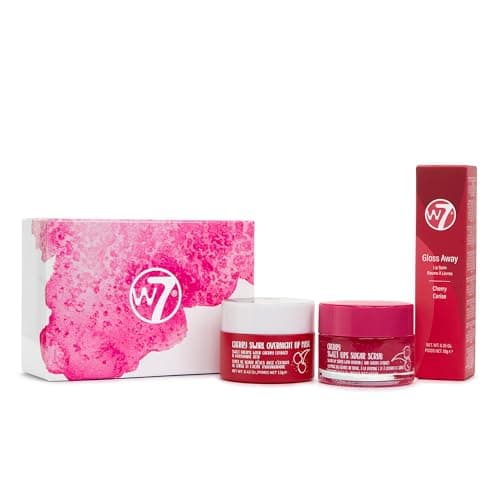 Image of W7 Sweet Dreams Lip Care Trio - 3 Piece Set - Overnight Lip Mask, Lip Balm & Lip Scrub - Cherry