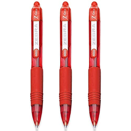 Image of Zebra Z-Grip Smooth Mini Retractable Ballpoint Pens - 1.0mm - Pack of 3 (Red)