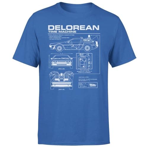 Image of Back to The Future Delorean Schematic Men's T-Shirt - Blue XXL