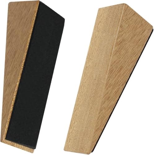 Image of 2Pcs Door Stoppers Wooden Door Wedge Non Slip Fixed Stop Base with Mat Door Holder Natural Beech Wooden Wedge Set Heavy Duty Doorstop for All Types of Home Bedroom Kitchen Office Doors Furniture