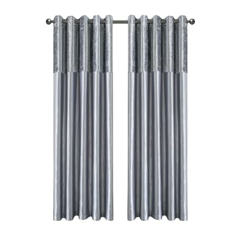 Image of CHARKHAH Crushed Velvet Faux Silk Curtains for Bedroom Living Room Elegant and Silky Blackout Fabric Pair of Fully Lined Door Curtain with Eyelet Rings (Silver, 66" Wide x 72" Drop)
