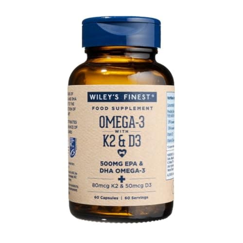 Image of Wiley's Finest Wild Alaskan Fish Oil Vitamin K2 & D3 Softgels - 500mg of EPA and DHA Omega-3s for Bone and Heart Health Support - 60 Softgels (60 Servings)