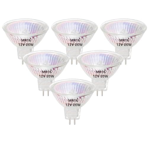 Image of VINBE MR16 Halogen Light Bulbs, 20W 12V MR16 GU5.3 Halogen Spot Bulbs Lamp, Warm White,Pack of 6