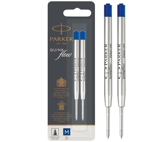 Image of Parker Ballpoint Pen Refills | Medium Point | Blue QUINKflow Ink | 2 Count