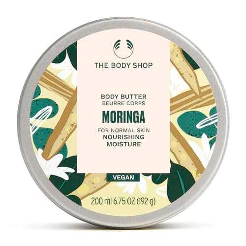 Image of The Body Shop Moringa Body Butter (1x 200ml), Rich Nourishing Body Cream for Dry Skin, 96H Moisturising Body Butter, Floral Scented Butter for Softer Skin, Ultra-Hydrating Vegan Skincare