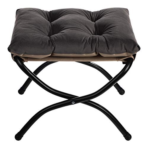 Image of HollyHOME Foot Stool Foldable Footstool Folding Footstools for Living Room Garden Balcony Foot Rest Velvet Small Ottoman with Metal Legs Indoor Outdoor, Dark Gray