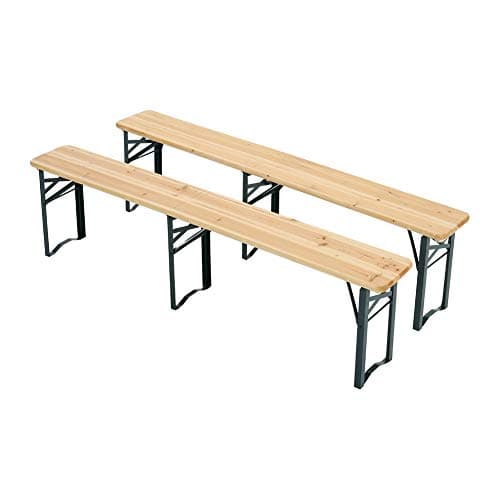 Image of Fellie Folding Wooden Patio Trestle Beer Bench 2PC Outdoor Seat for Holiday, Garden, Camping, Picnic - 167.5 x 23 x 46 cm