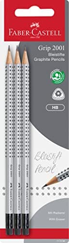 Image of Faber-Castell Grip 2001 HB Pencils with eraser - Pack of 3