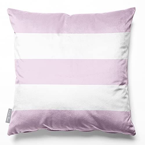 Image of Izabela Peters Cushions With Covers Included, Filled Cushion, Eco-Friendly Velvet Cushions, 60 cm, 3 Stripes Horizontal - Peony Blush, Chair Cushions, Sofa Cushions, Seat Cushions