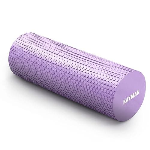 Image of KAYMAN Sports Foam Roller Sports Recovery, Deep Tissue Muscle Tension Relief & Circulation Increase Portable & Lightweight Self Massager for Back, Legs, Gym, Pilates & Yoga EVA 44.5 x 15cm (Purple)