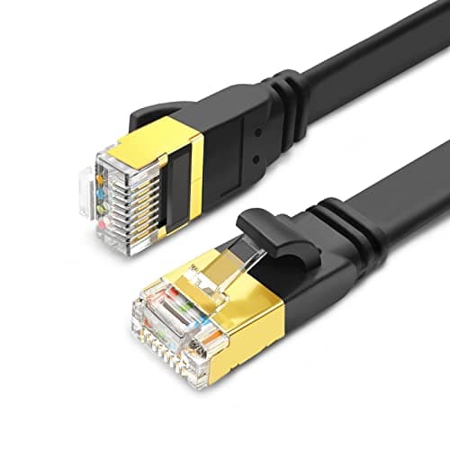 Image of Yauhody Ethernet Cable 1m, Cat 8 Internet Cable S/FTP Double Shielded Network Cable,40Gbps 2000MHz High Speed Gigabit RJ45 LAN Patch Cable,Compatible for PC, PS5, X-box, Modem,Router,TV(1M,Black)