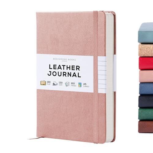 Image of Beechmore Books Lined Journal Notebook, 5.8" x 8.3", A5 160 Lined Pages, Hardcover Leather Journals for Women, Men, Writing and Notebooks for Work - 120 GSM Thick Paper, Gifts Box Included