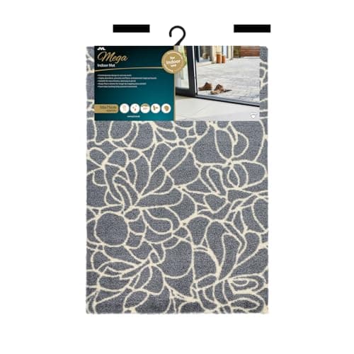 Image of JVL Mega Mat Machine Washable Entrance Doormat, 50x75cm, Floral