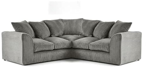 Image of Stockley Grey Jumbo Cord Corner Sofa, Symmetrical Design