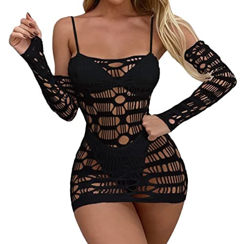 Image of Women's Lingerie Sets 2026 Women's Fashion Print Lingerie Lace Lingerie Three Piece Set Underwear Dress with Lingerie Black Suspender Lingerie Set Mesh Top, black, One Size