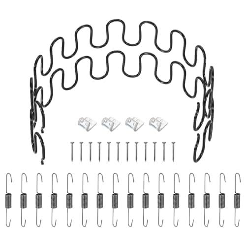 Image of sourcing map 2Pcs 19.7" Upholstery Spring Replacement Kit, Carbon Steel Sagging Cushions Repair Kit Arch Spring with Balance Hooks, S Spring Clips, Screws for Sofa Recliner Chair, Black