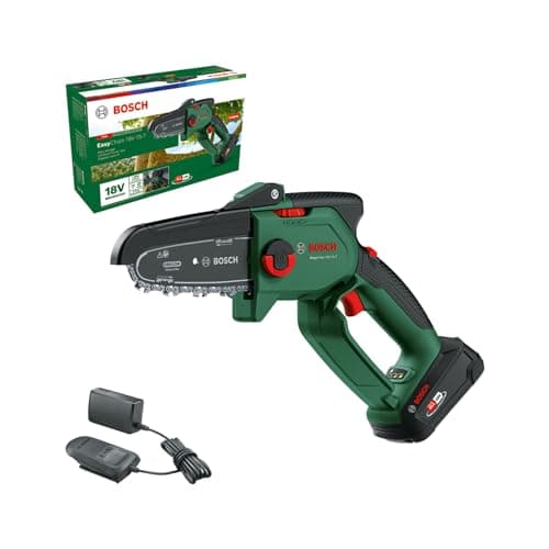 Image of Bosch 18V Cordless Brushless Compact Chainsaw Pruning Saw for Cutting Wood, with 2.5 Ah Battery & Charger (EasyChain 18V-15-7). Made in Europe. 2024 New
