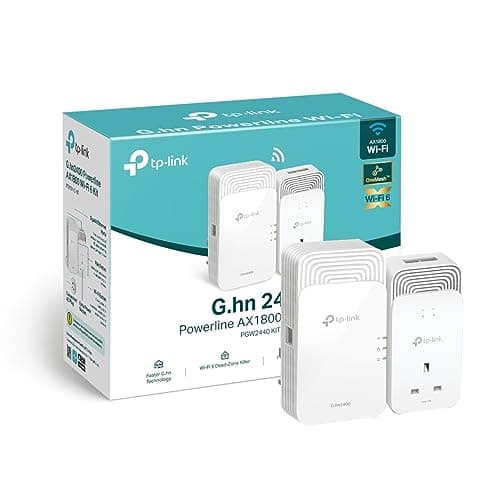 Image of TP-Link PGW2440 KIT Advanced Protocol G.hn2400 Powerline Adapter, AX1800Mbps WiFi 6 Internet Booster KIT, Extra Power Socket, 2+1 Gigabit Ethernet Ports, 8K Streaming & Gaming, Plug & Play