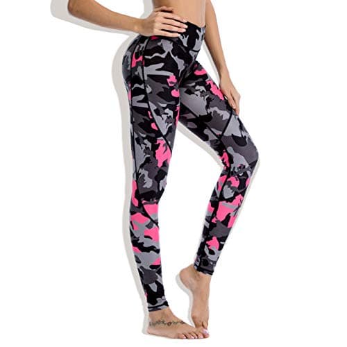 Image of Chisportate Spalding Capri Leggings for Women Pink Camouflage Pattern Printed Training Athlete Gym Exercise Pants