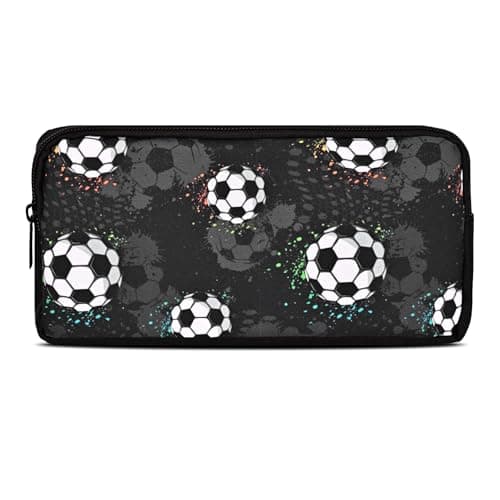 Image of ZUIMEIHQH Football Pencil Case for Boys Girls, Black Kids Pencil Case Stationery Supplies, Portable Football Pouch Bag Football Gifts for Boys Students School Office Supplies
