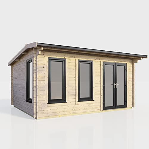 Image of POWER High Grade Premium Apex Log Cabin with Double Door, EPDM Rubber Roofing, Door & Window Flexibility, made from Extra Thick Timber & Toughened Glass