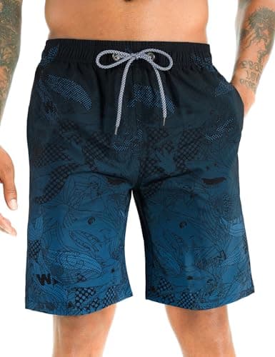 Image of APTRO Mens Swim Trunks Swimming Shorts Board Shorts Quick Dry Summer Beach Shorts BS023 Blue L