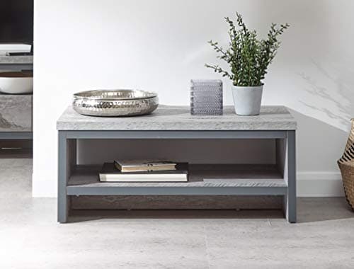 Image of GFW Boston Simple Coffee Table Grey With Distressed Finish For Living Room, Lower Storage Shelf For Books, TV Accessories & Magazine, Engineered Wood, Grey, H-35.8cm x W-86cm x D-48cm